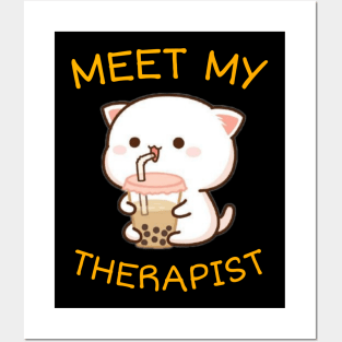 My Cat Is My Therapist Graphi Posters and Art